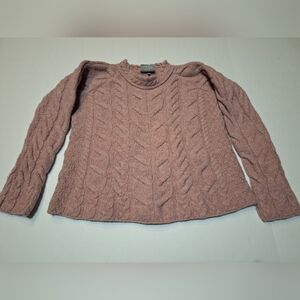 Aran Woolen Mills Sweater Merino Wool Cable Knit Super Soft Ireland Pink Size XS